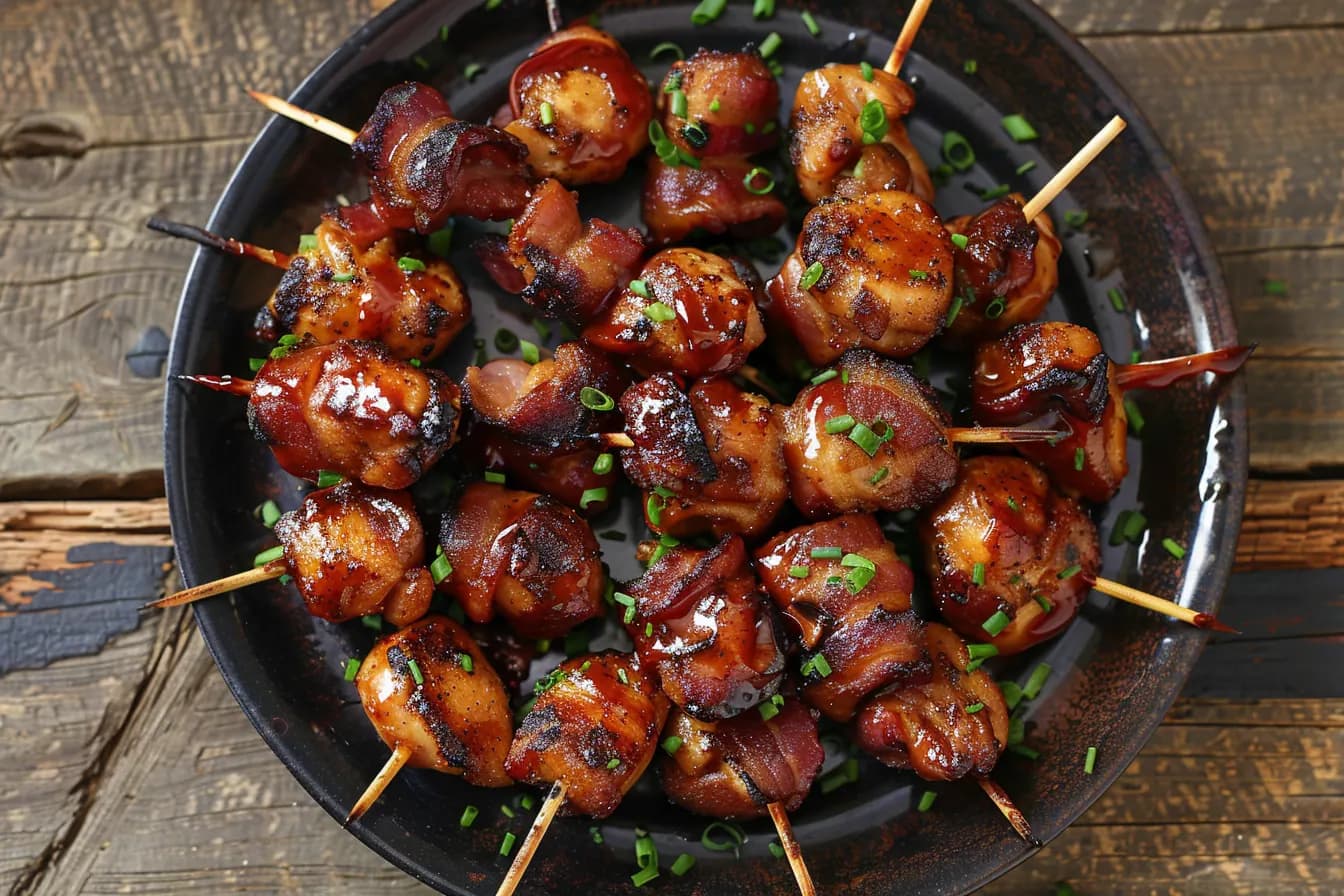 BBQ kip-bacon bites