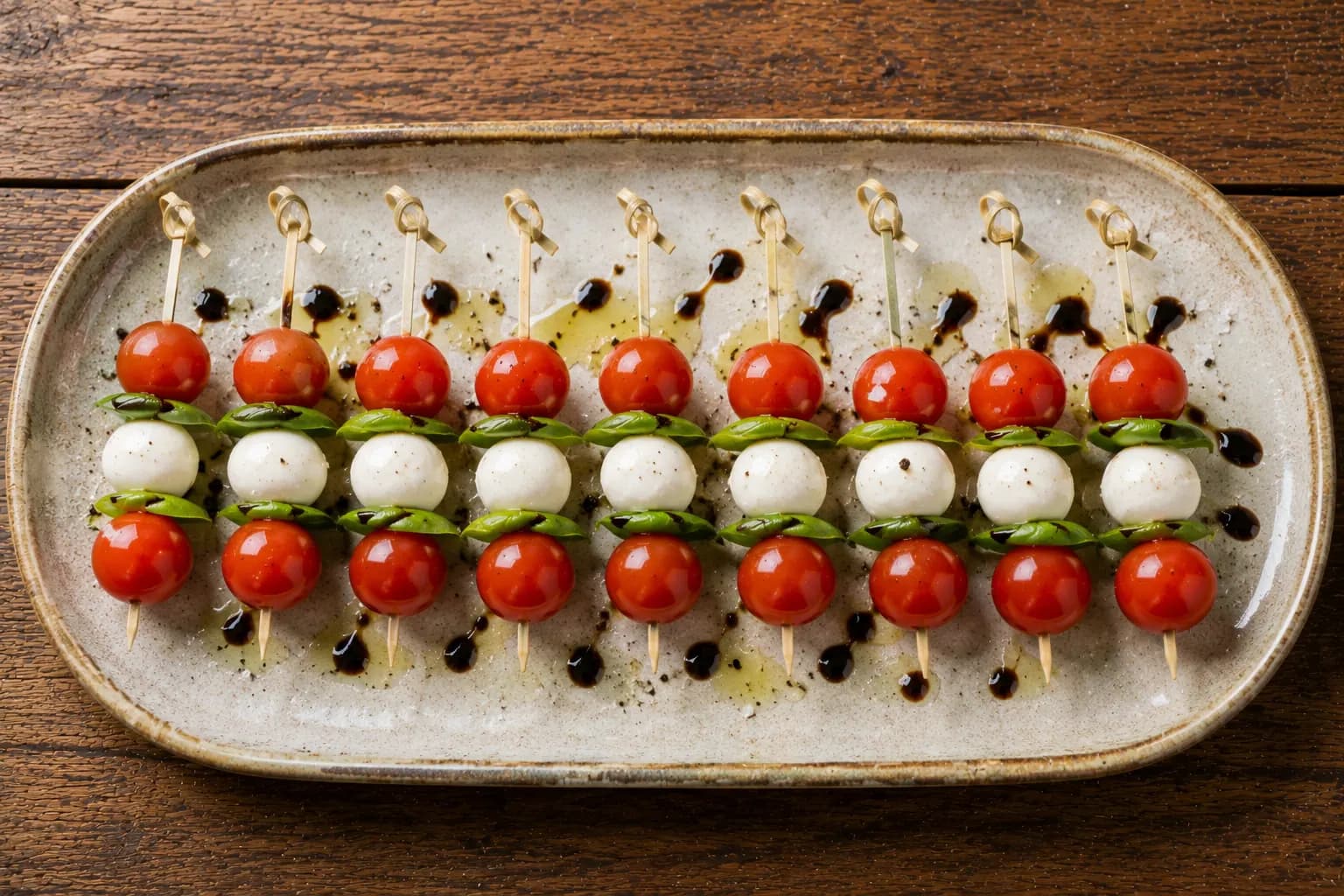 Caprese spiesjes met balsamico