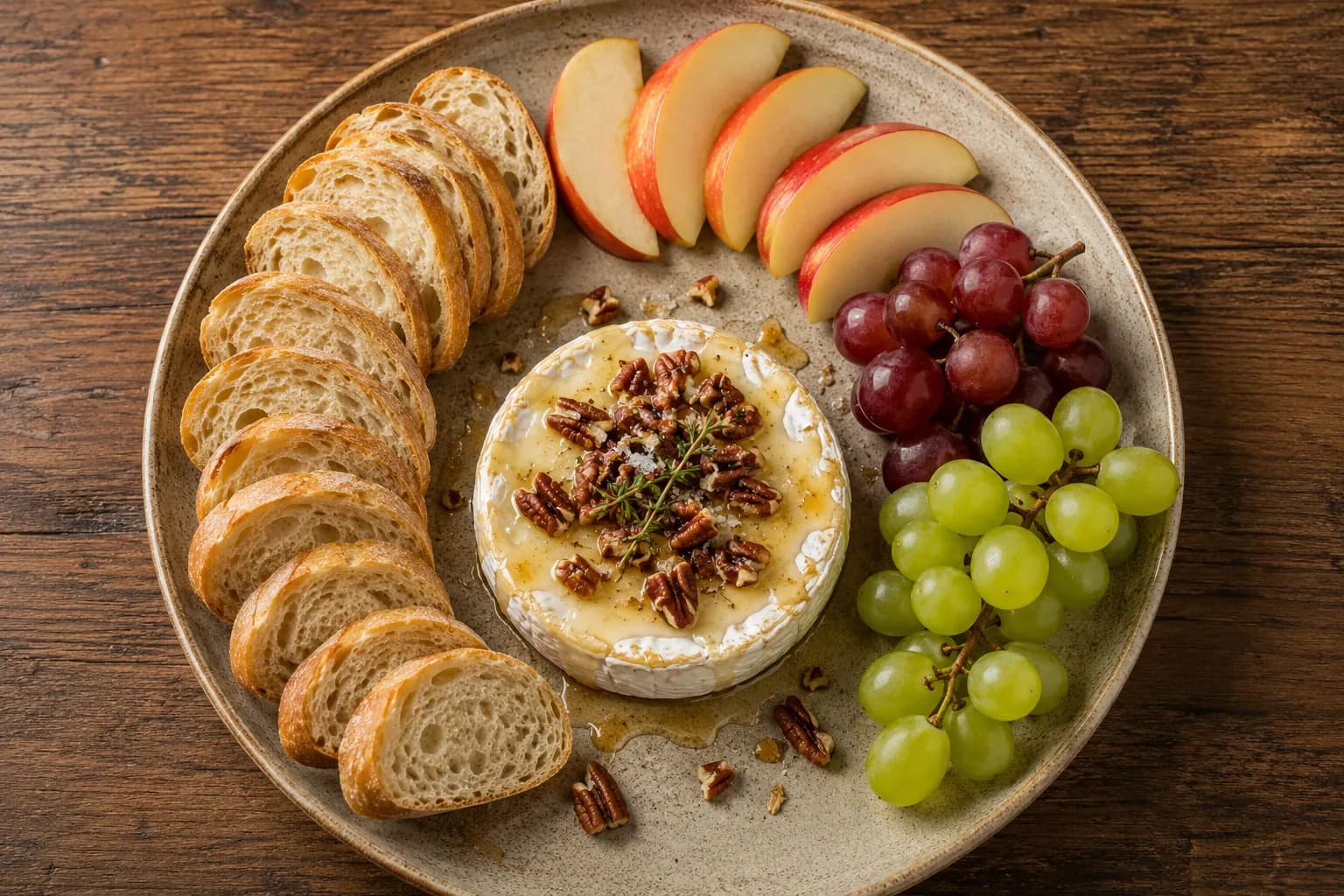 Warme brie met honing en pecannoten