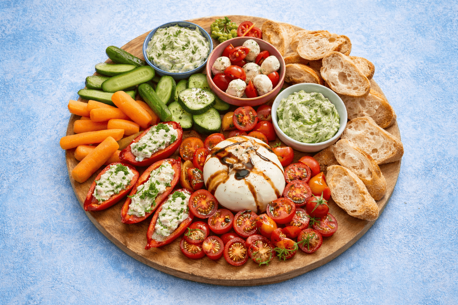 Gezonde borrelplank met burrata
