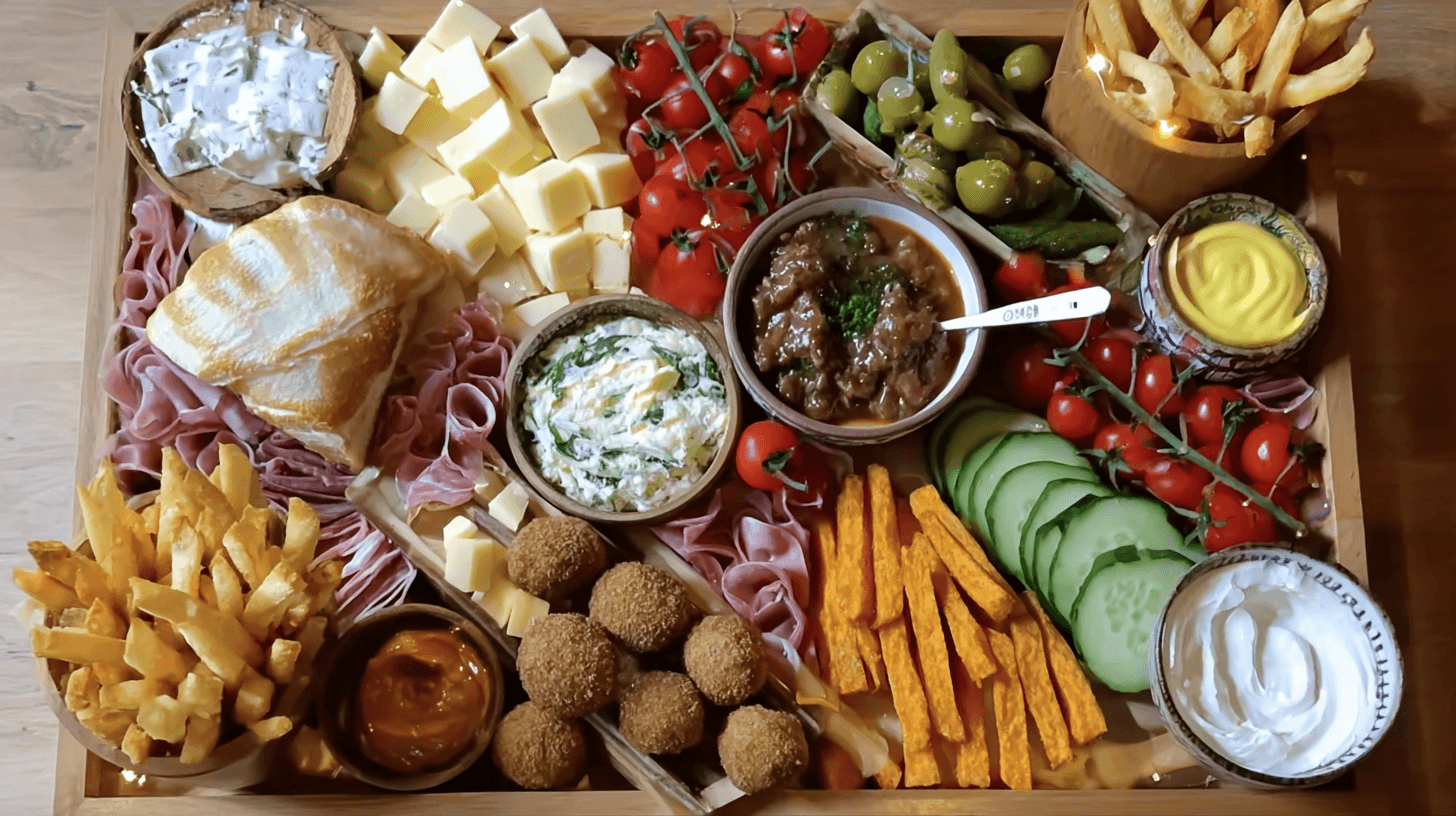 Kids borrelplank met bitterballen en friet