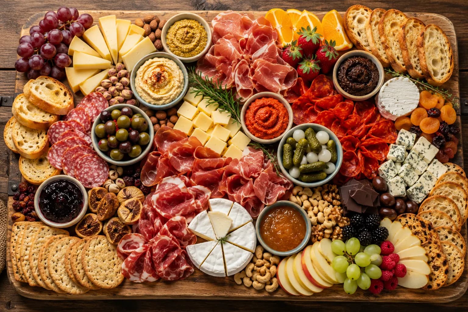 Klassieke charcuterieplank met kaas en vleeswaren