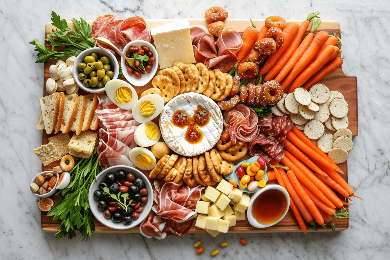 Paas borrelplank met brie en gevulde eieren
