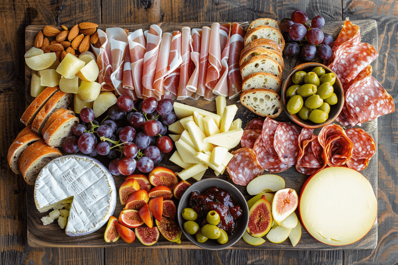Tapas charcuterieplank met kaas en fruit
